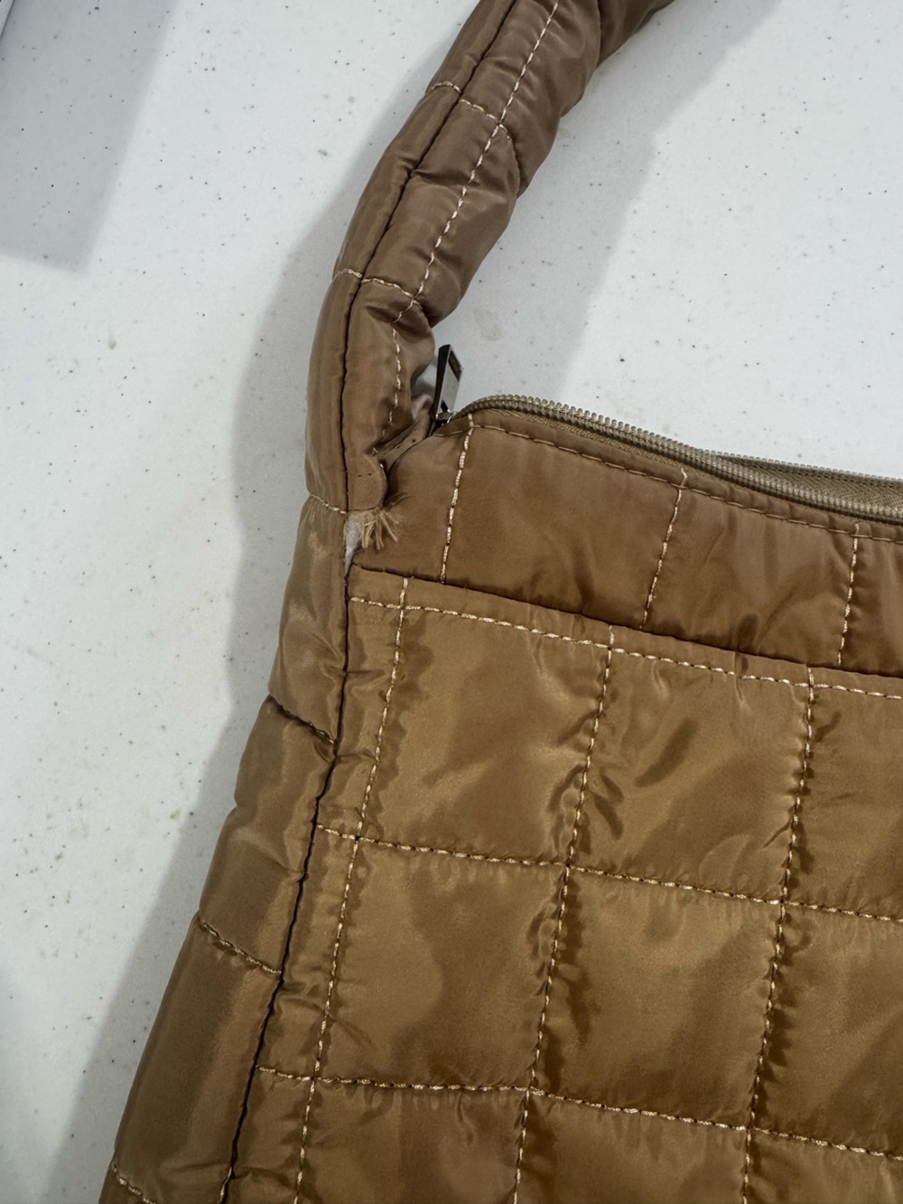 Quilted Tan Shoulder Bag - Picture 4 of 5